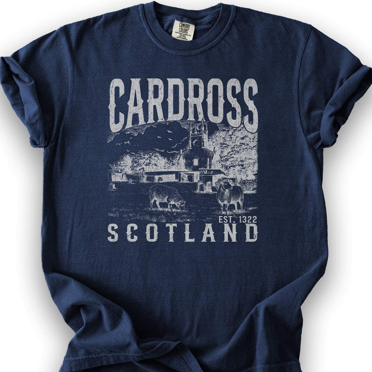 Cardross Scotland Sketch T-Shirt - True Navy