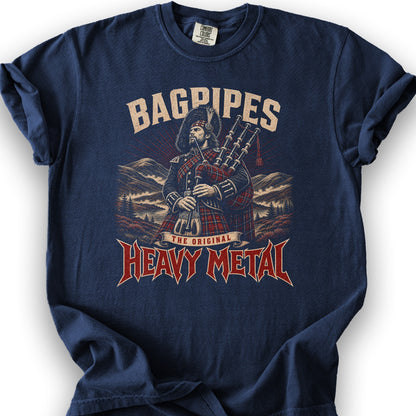 Bagpipes Heavy Metal T-Shirt - True Navy