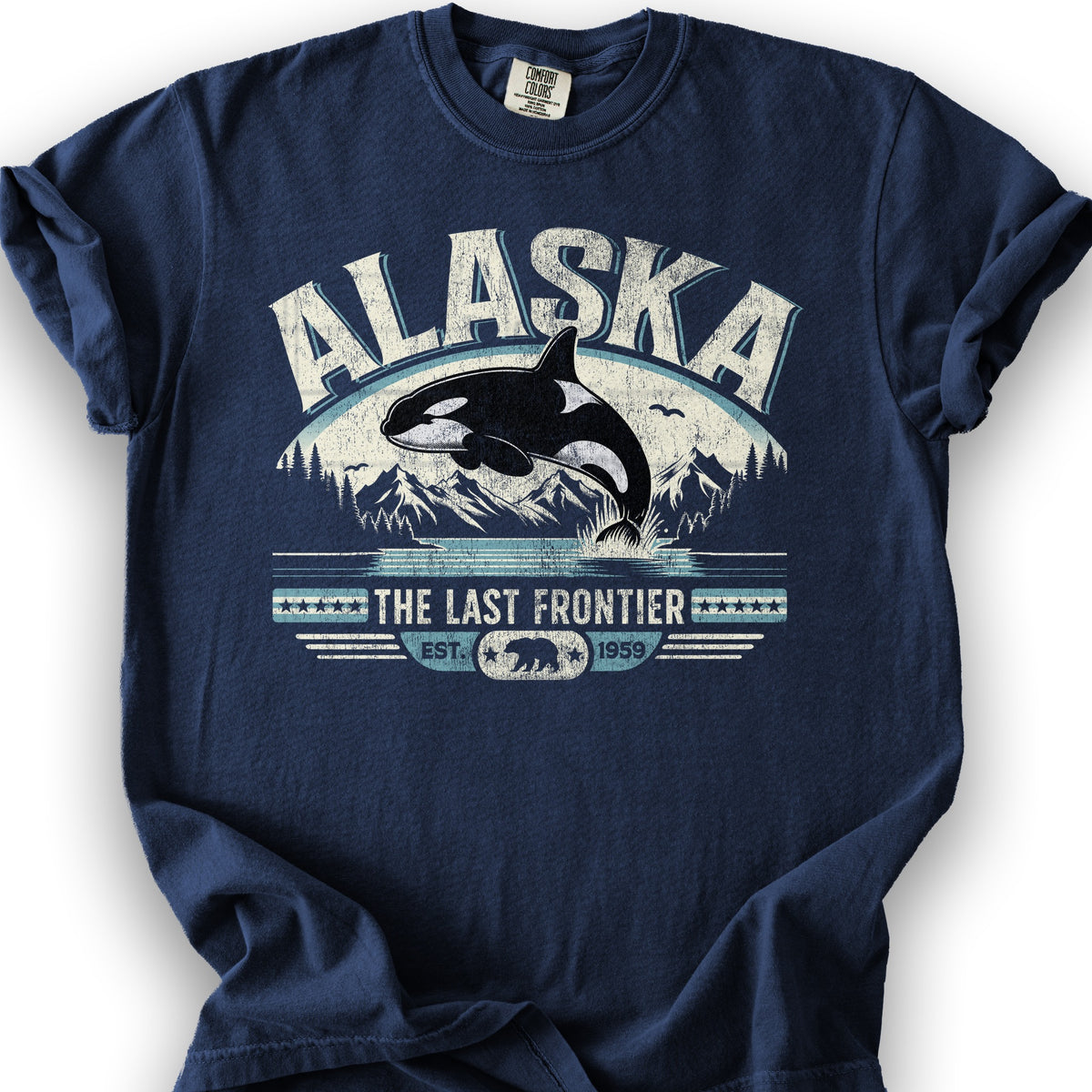 Alaska The Last Frontier "Orca" T-Shirt - True Navy