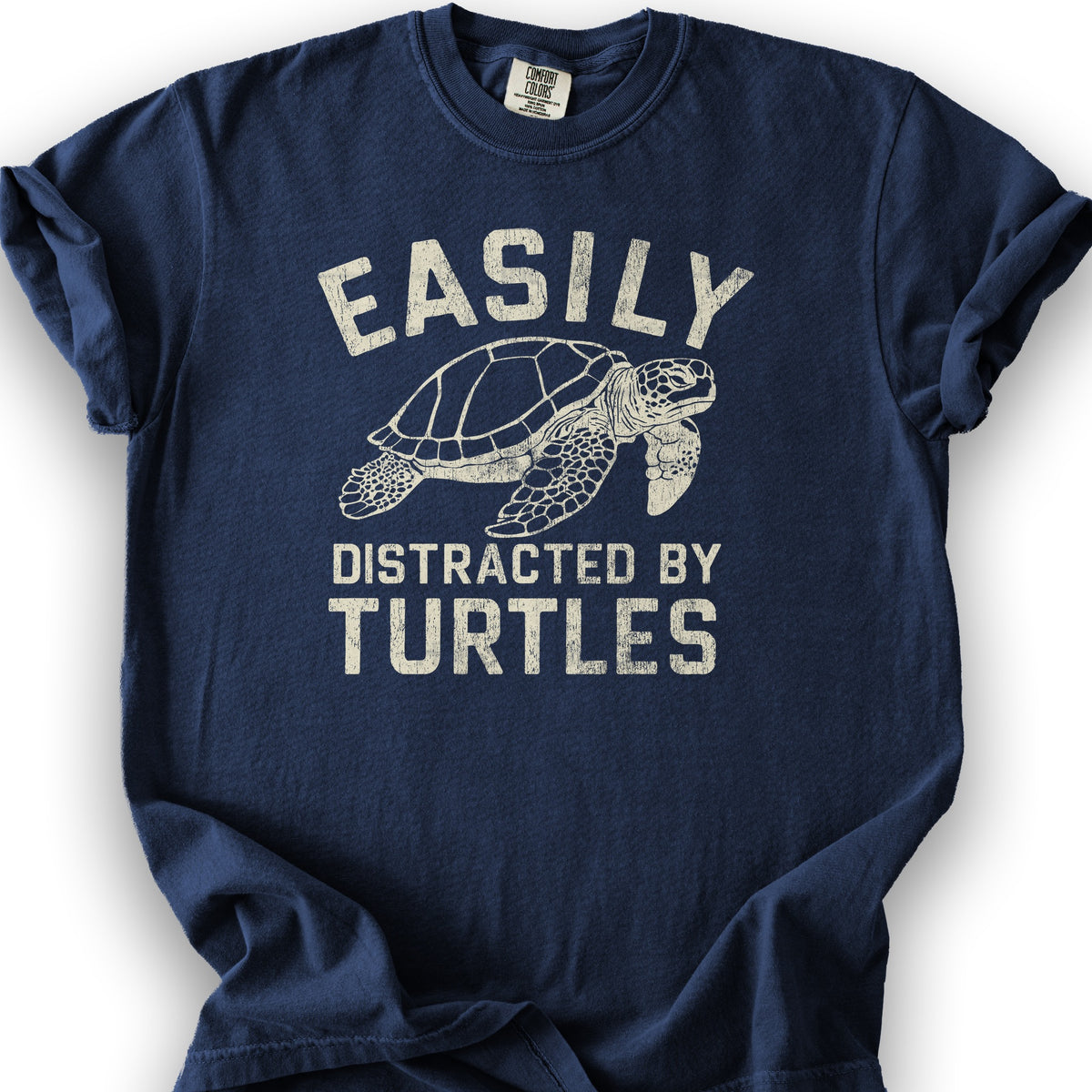 Easily Distracted By Turtles T-Shirt - True Navy