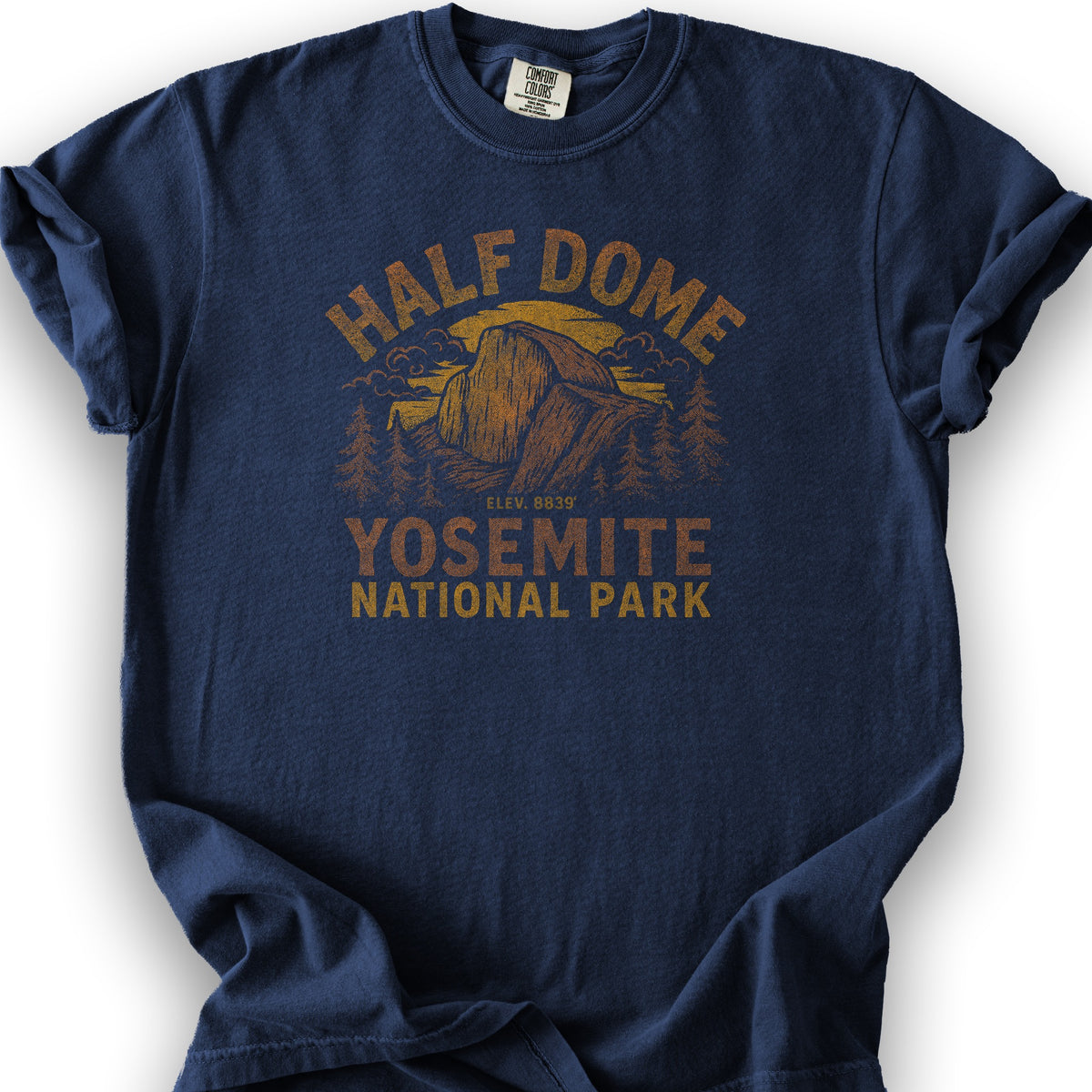 Yosemite Half Dome "Halftone" Print T-Shirt - True Navy