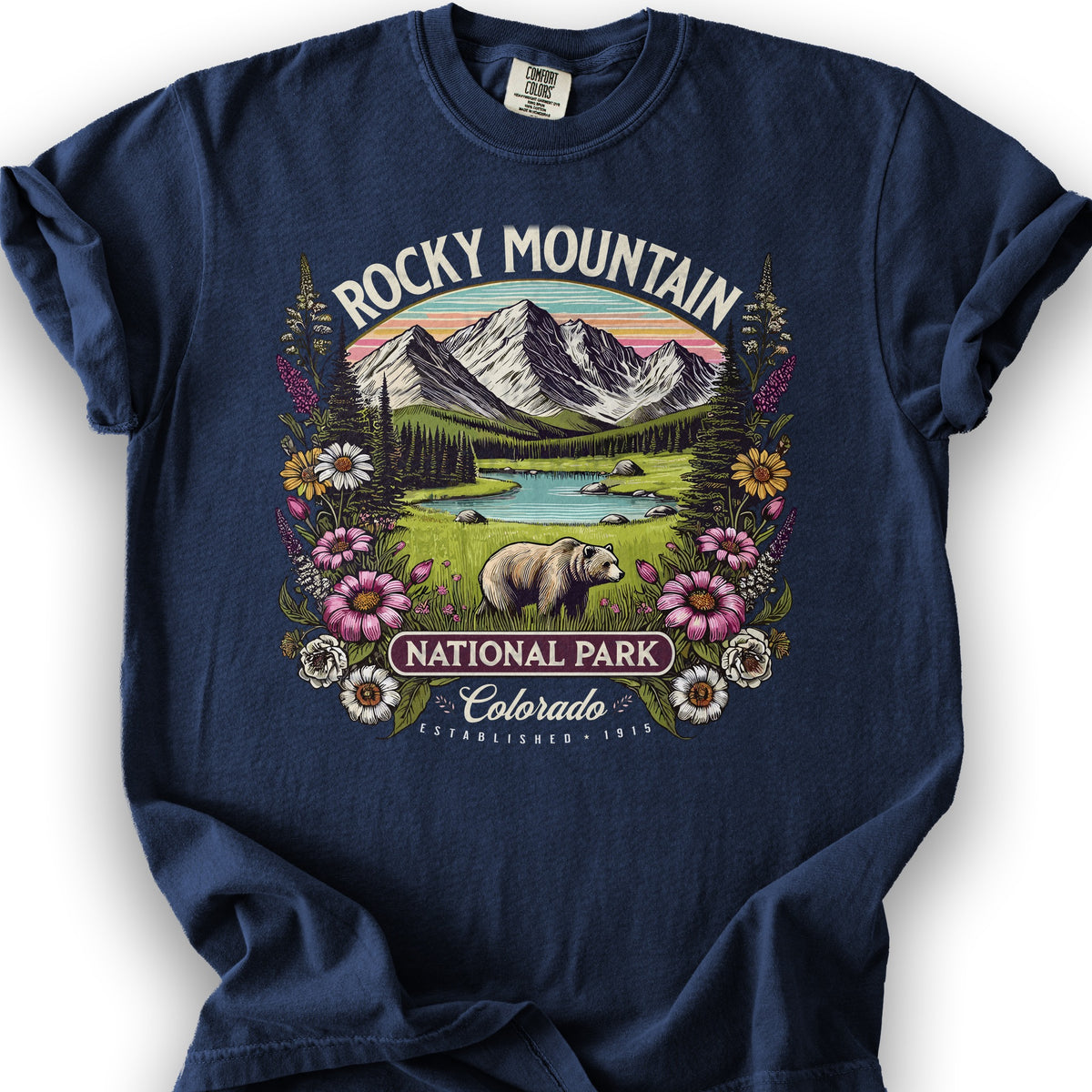 Rocky Mountain National Park "Wildflower" T-Shirt - True Navy