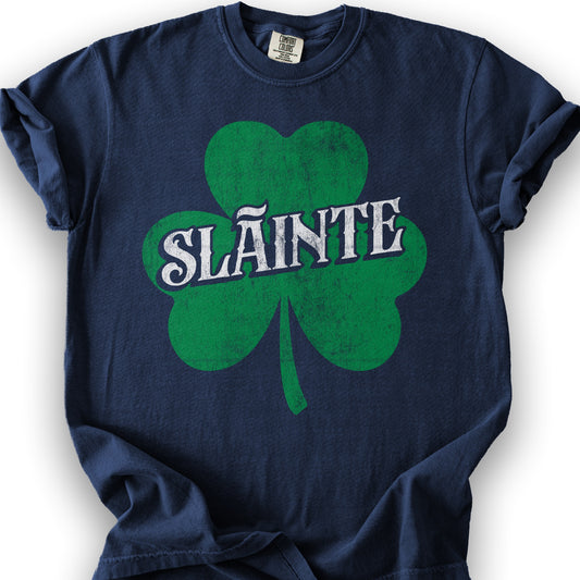 Sláinte Textured Shamrock T-Shirt - True Navy