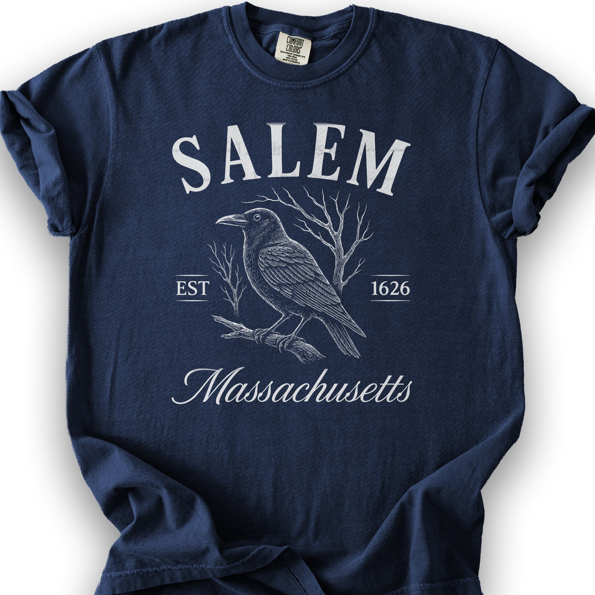 Salem Massachusetts Raven T-Shirt - True Navy