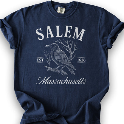 Salem Massachusetts Raven T-Shirt - True Navy