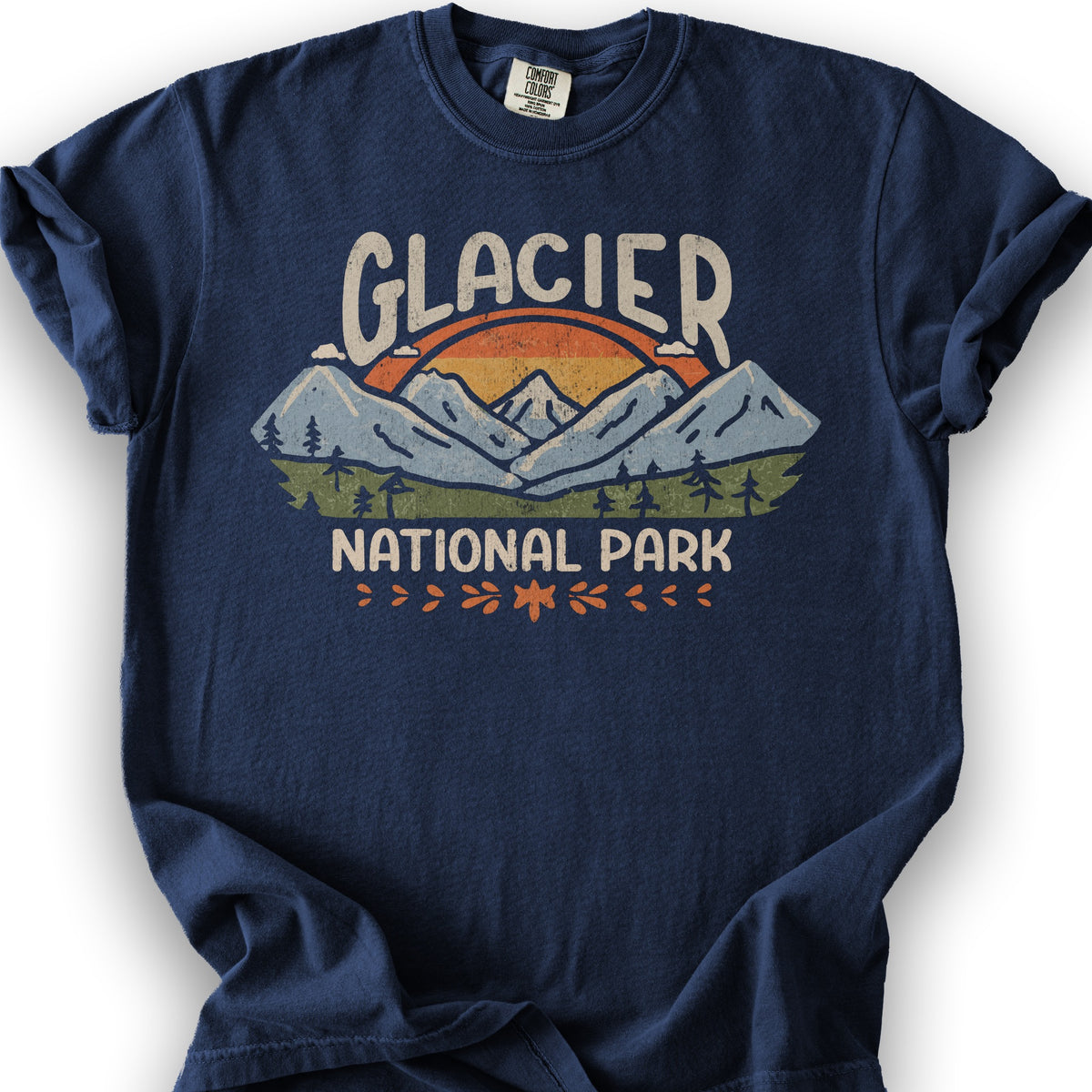 Glacier National Park "Sunny Mountains" T-Shirt - True Navy