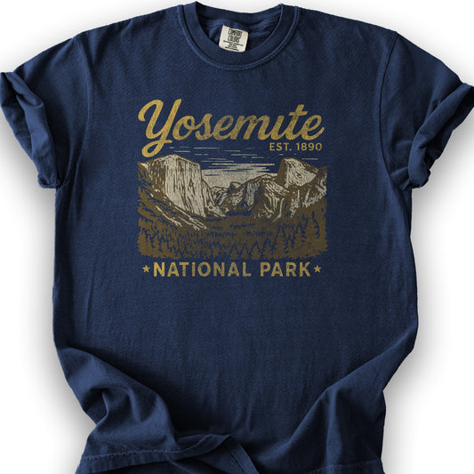 Yosemite Valley Vintage Three Color Textured T-Shirt - True Navy
