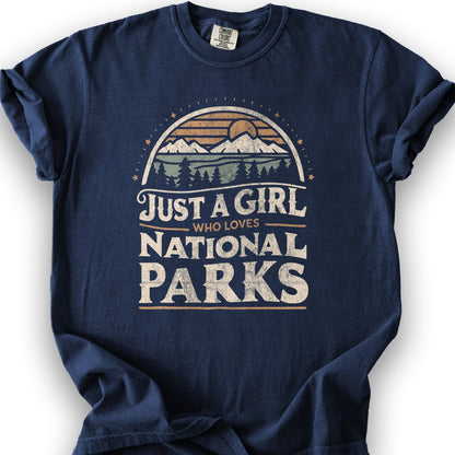 Just a Girl Who Loves National Parks T-Shirt - True Navy