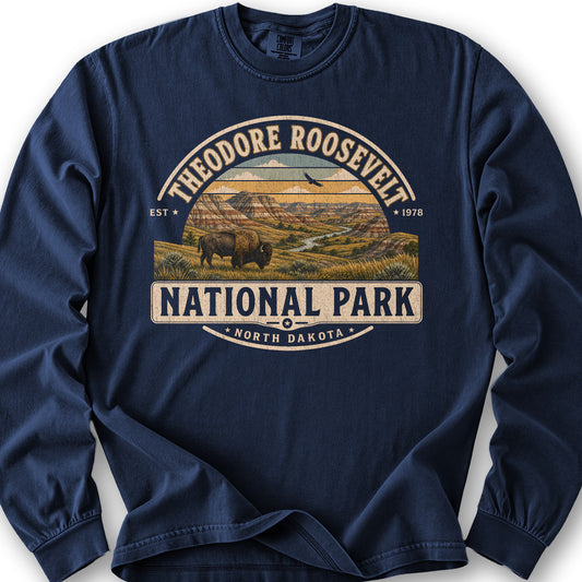 Theodore Roosevelt Medallion Long Sleeve Shirt - True Navy