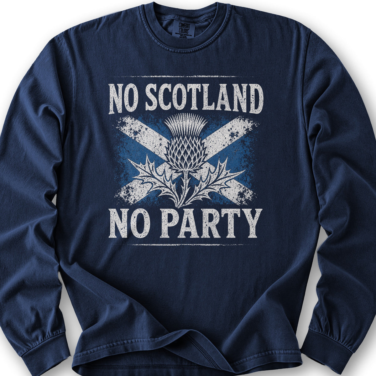 Scotland No Party Flag Long Sleeve Shirt - True Navy