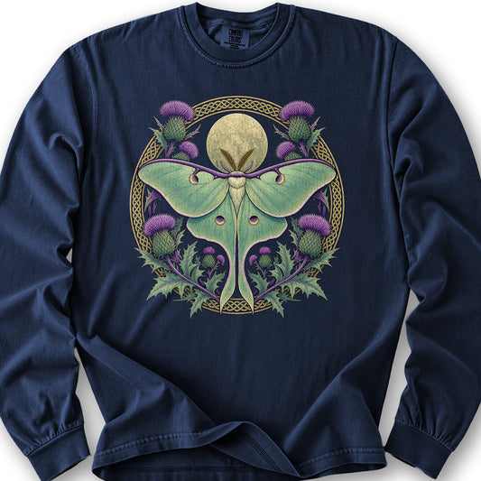 Thistle Luna Moth Long Sleeve Shirt - True Navy