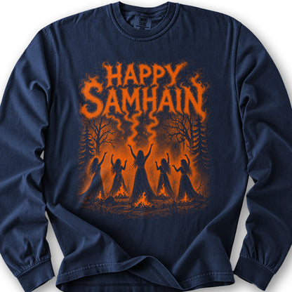 Happy Samhain Druid Long Sleeve Shirt - True Navy