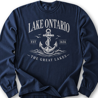 Lake Ontario Anchor Long Sleeve Shirt - True Navy
