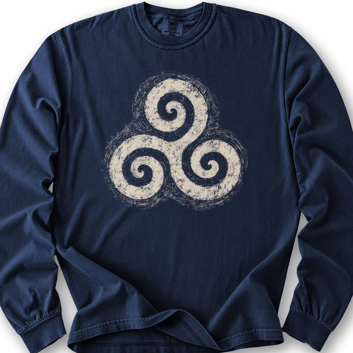 Triskele Charcoal Sketch Long Sleeve Shirt - True Navy