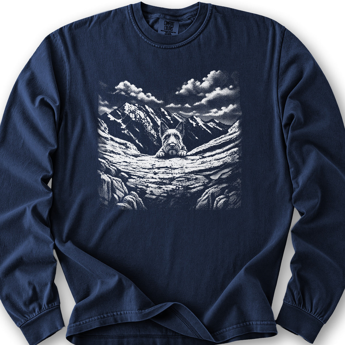Watchful Scottish Terrier Long Sleeve Shirt - True Navy