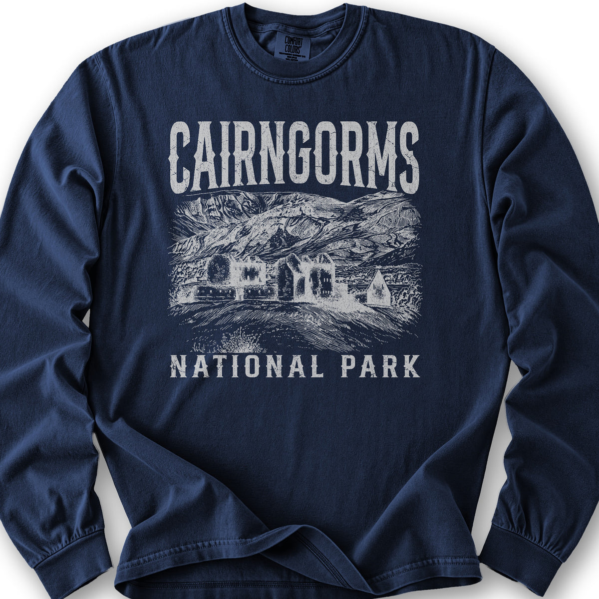 Cairngorms National Park Sketch Long Sleeve Shirt - True Navy