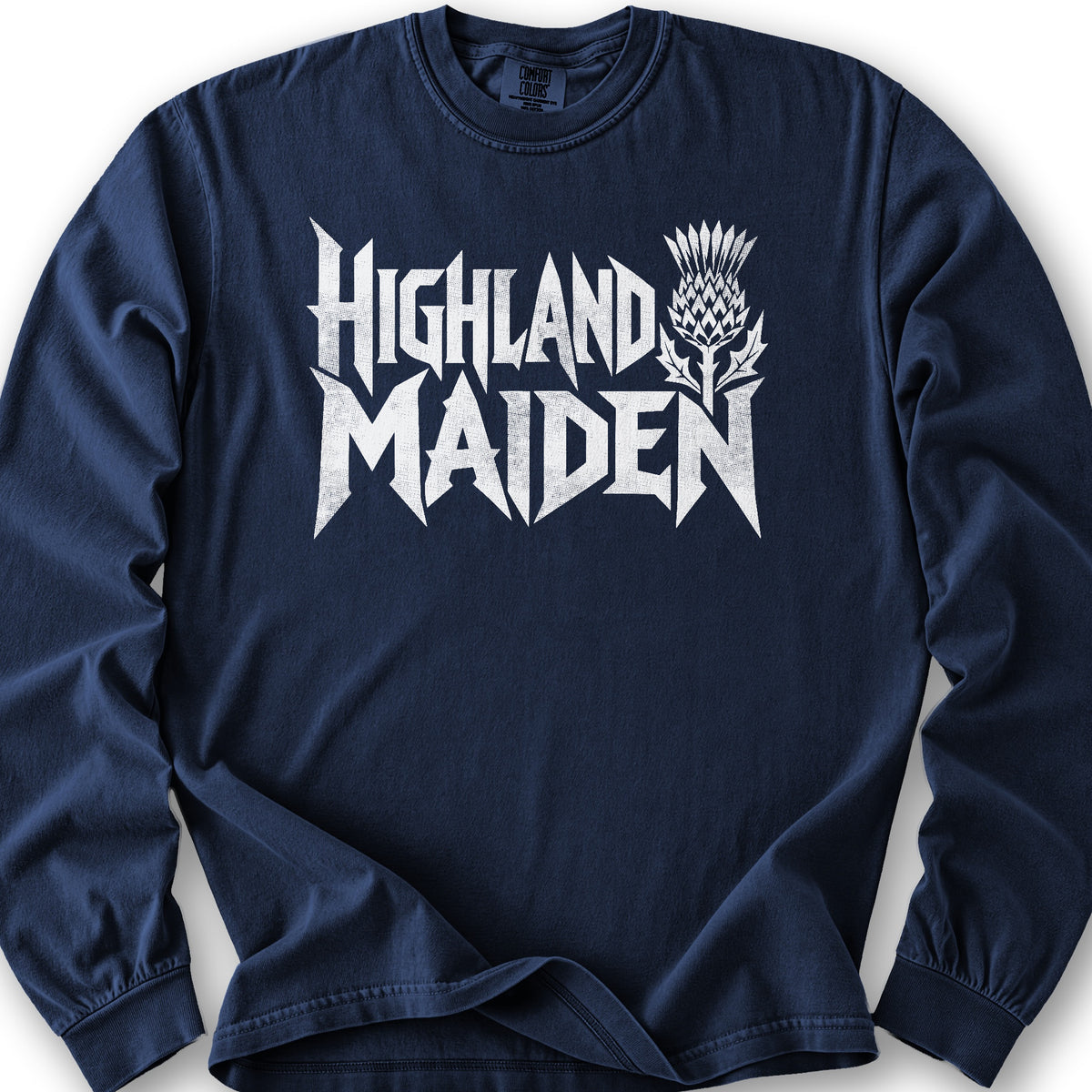 Highland Maiden Thistle Long Sleeve Shirt - True Navy
