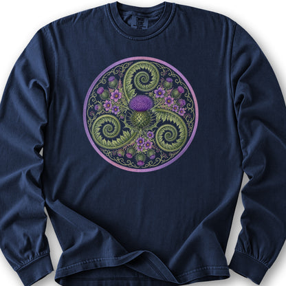 Thistle Triskele Fern Long Sleeve Shirt - True Navy