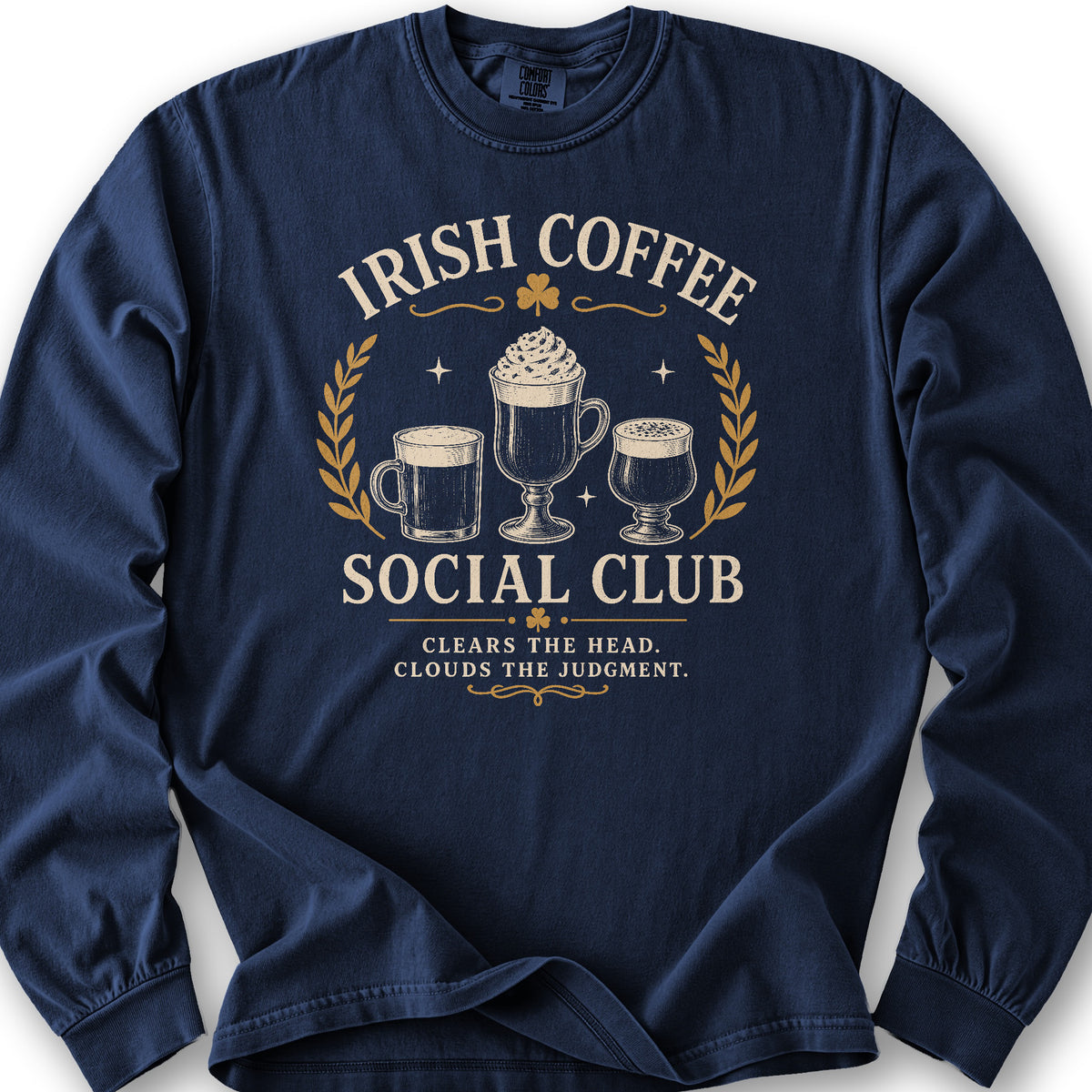 Irish Coffee Social Club Long Sleeve Shirt - True Navy