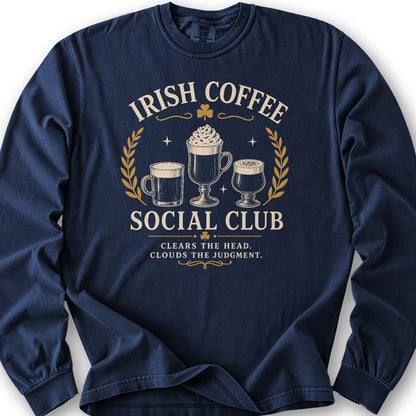 Irish Coffee Social Club Long Sleeve Shirt - True Navy
