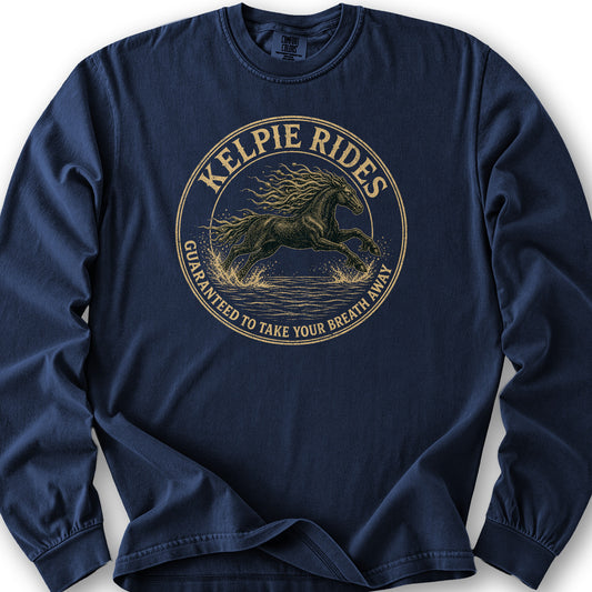 Kelpie Rides Badge Long Sleeve Shirt - True Navy