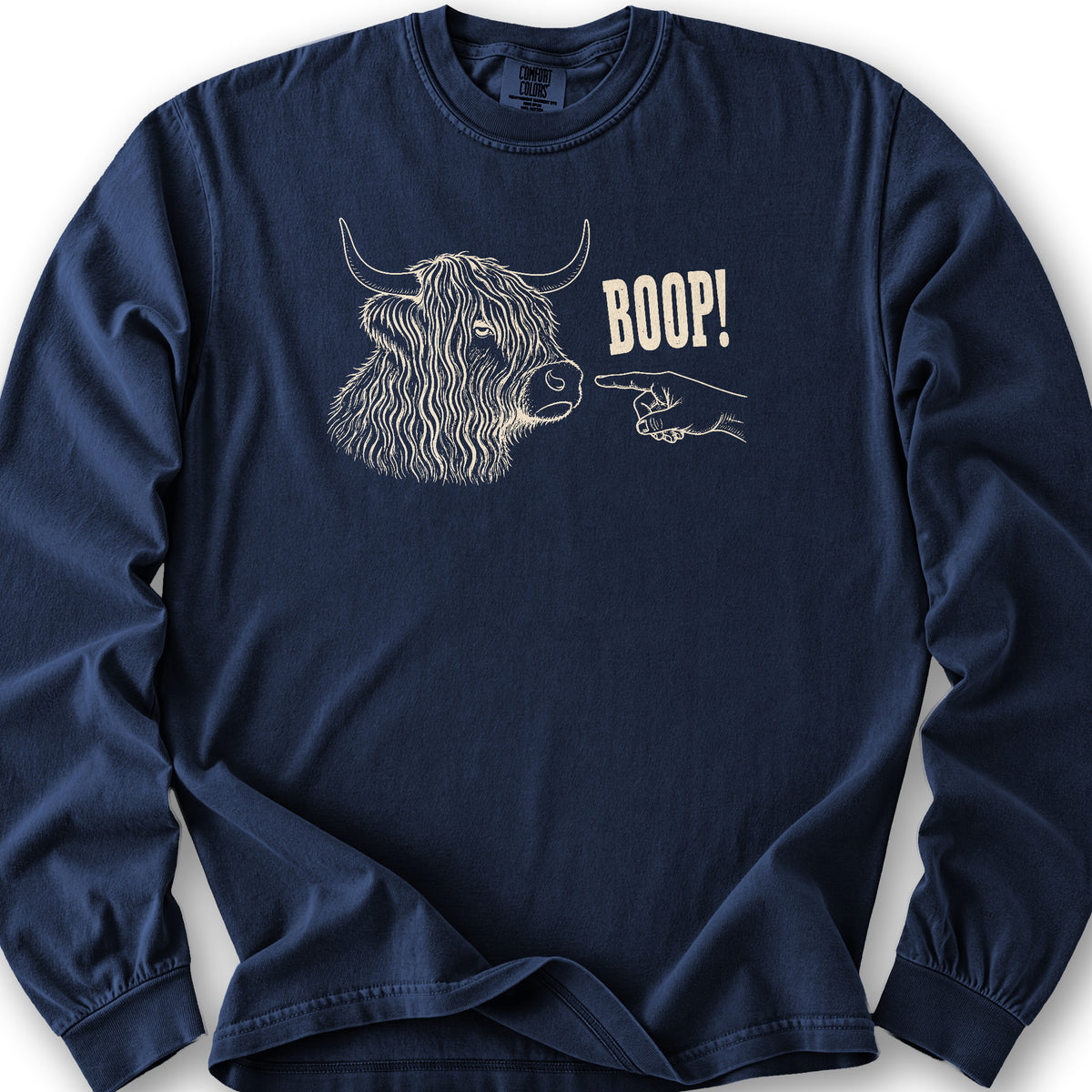 Boop Highland Coo Long Sleeve Shirt - True Navy