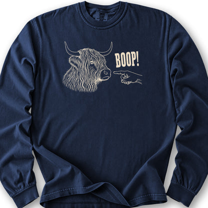 Boop Highland Coo Long Sleeve Shirt - True Navy