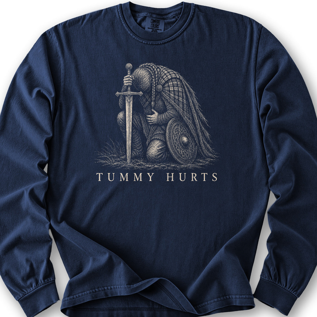 Tummy Hurts Long Sleeve Shirt - True Navy