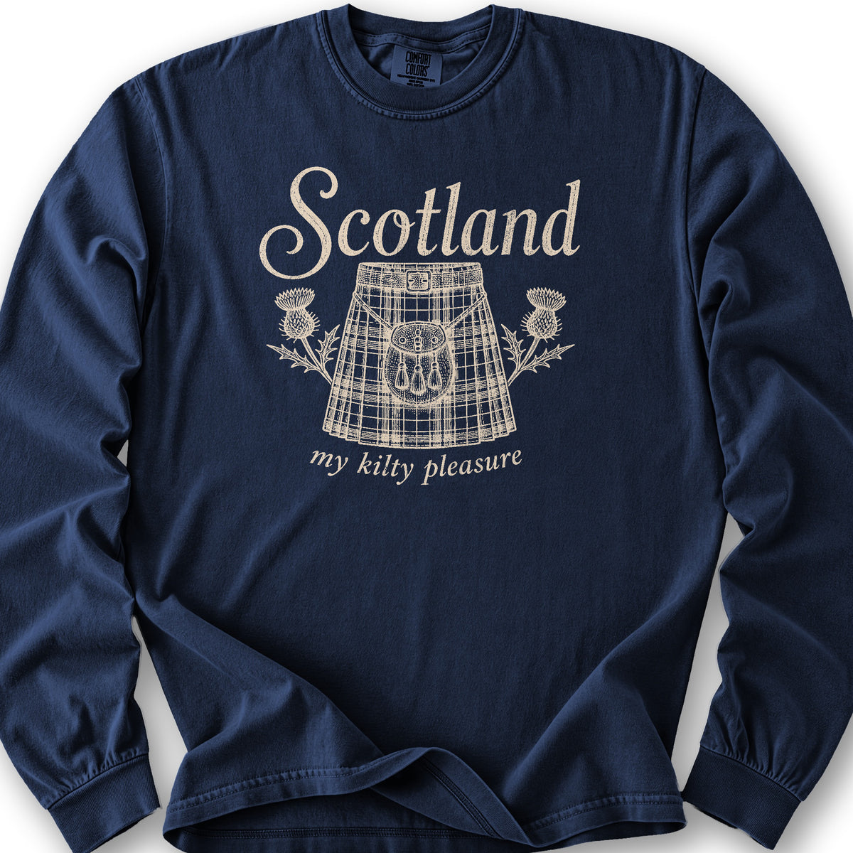 Scotland Kilty Pleasure Long Sleeve Shirt - True Navy