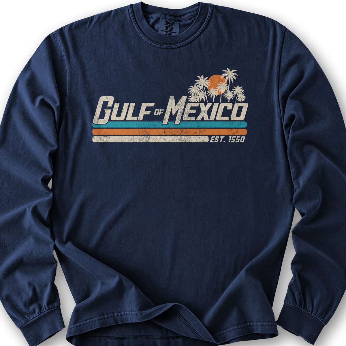 Gulf of Mexico Retro Stripe Long Sleeve Shirt - True Navy
