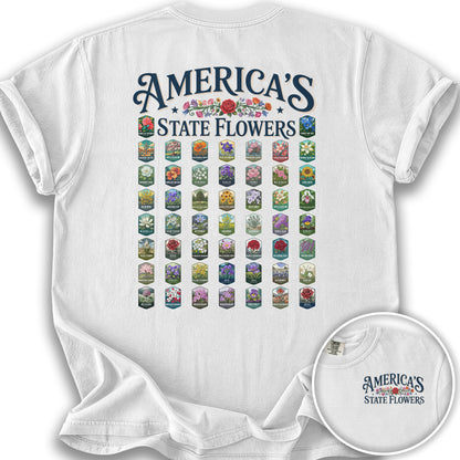 America's State Flowers T-Shirt - White
