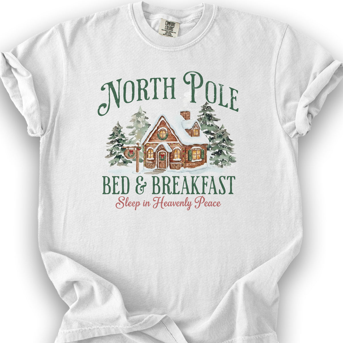 North Pole Bed and Breakfast "Heavenly Peace" T-Shirt - White