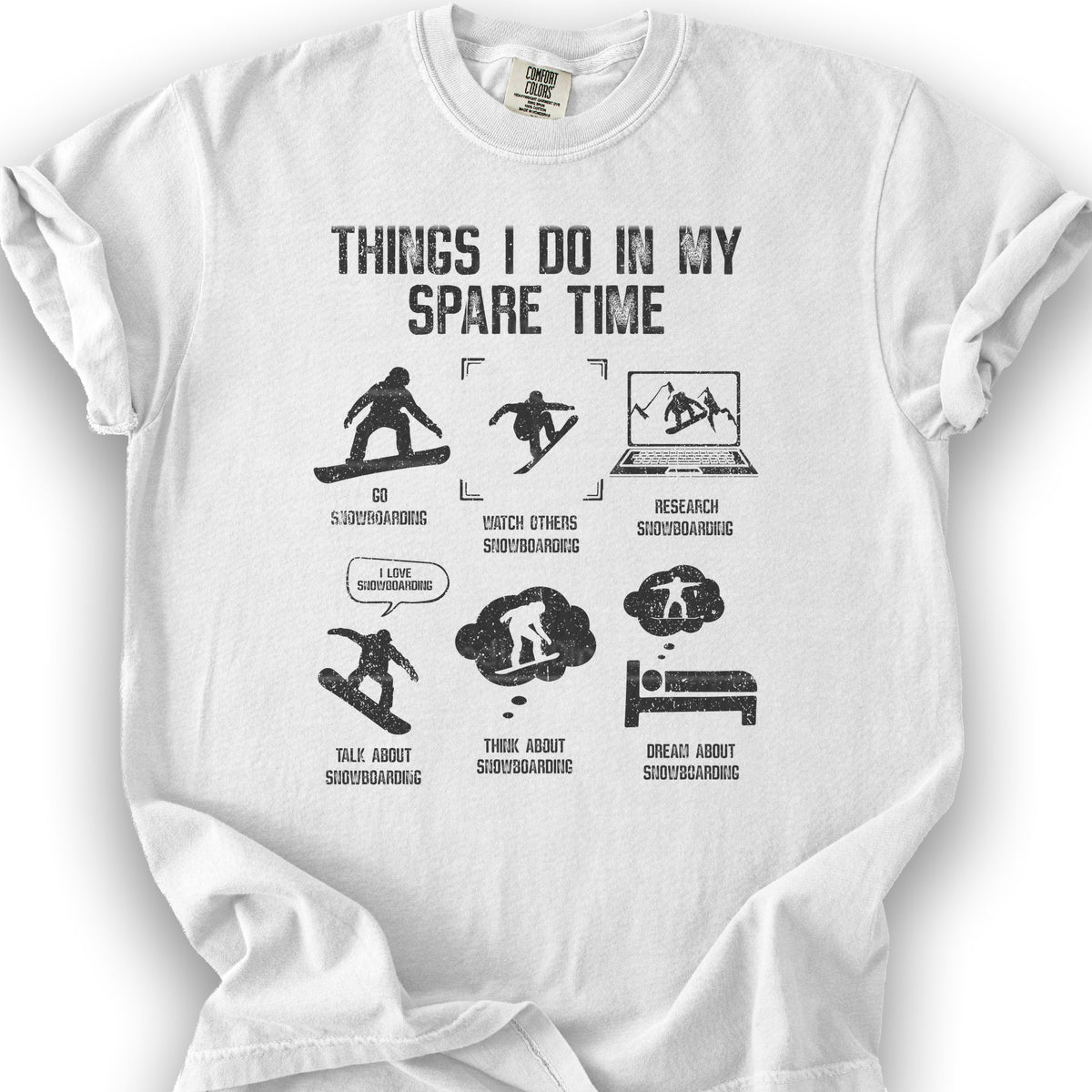 Spare Time Snowboard T-shirt - White