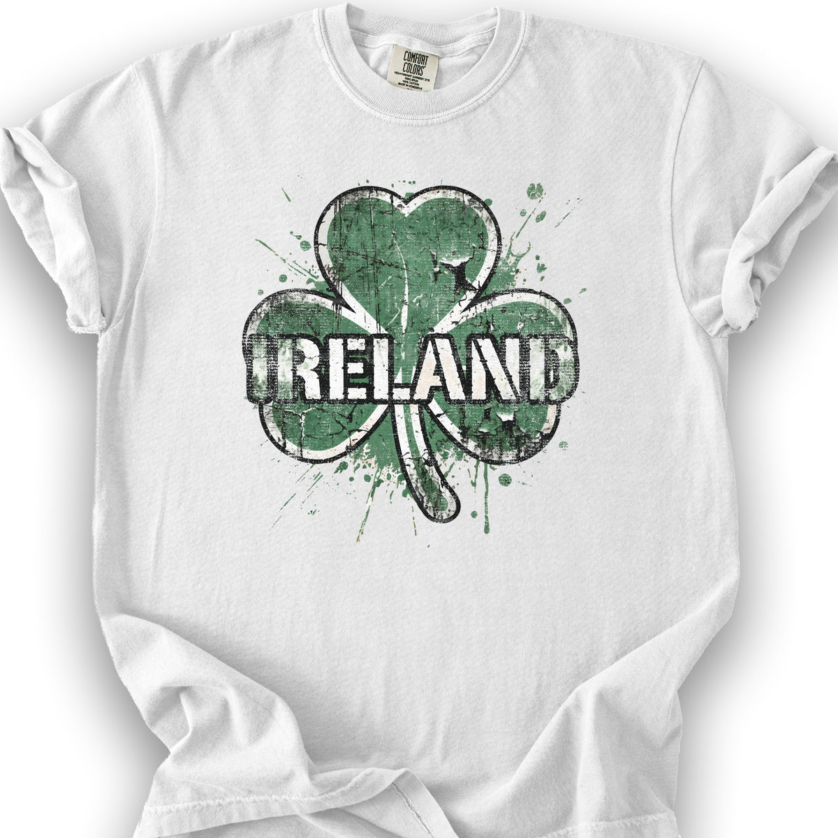 Ireland Shamrock Grunge T-shirt - White