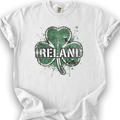 Ireland Shamrock Grunge T-shirt - White