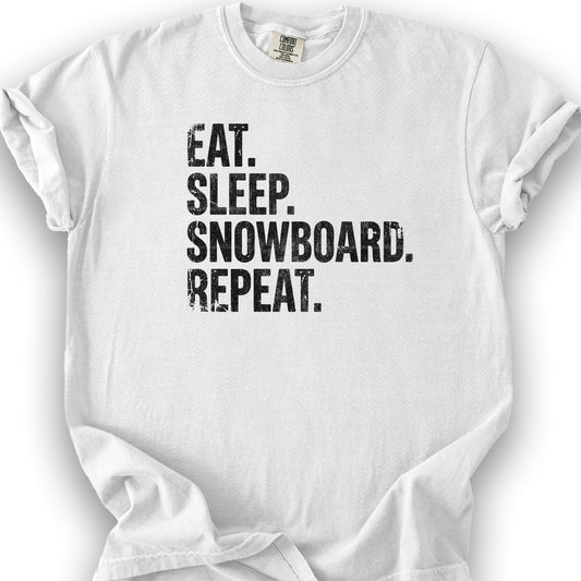 Eat Sleep Snowboard T-shirt - White
