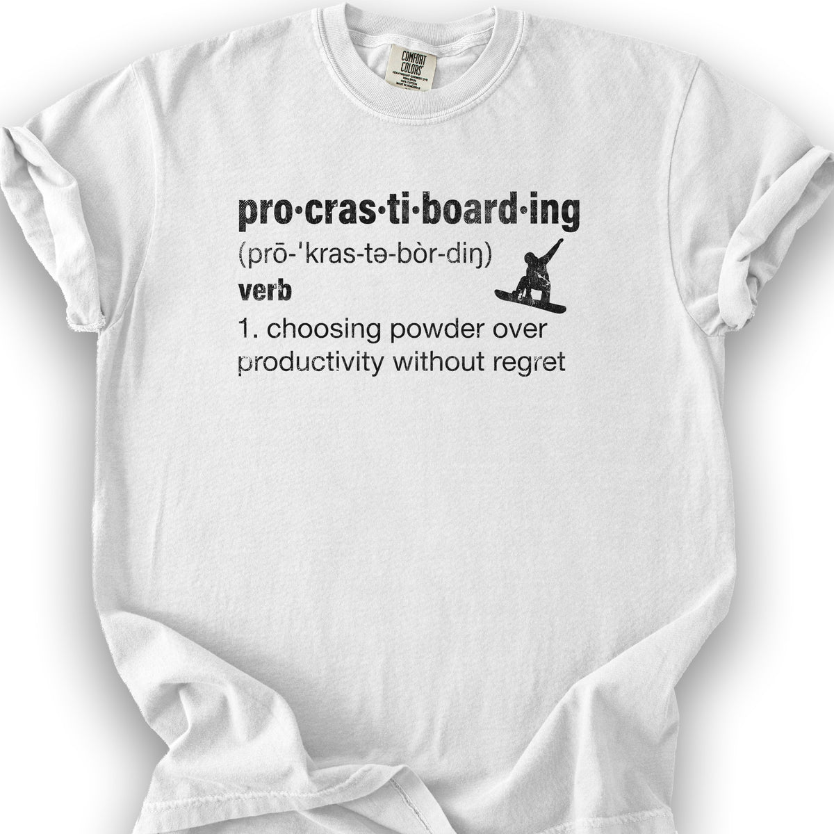 Procrastiboarding Snowboard T-shirt - White