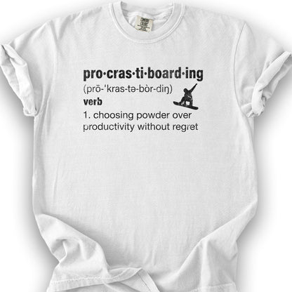 Procrastiboarding Snowboard T-shirt - White