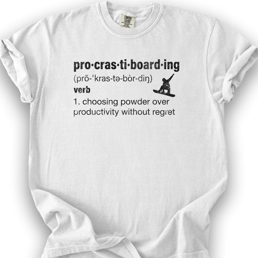 Procrastiboarding Snowboard T-shirt - White