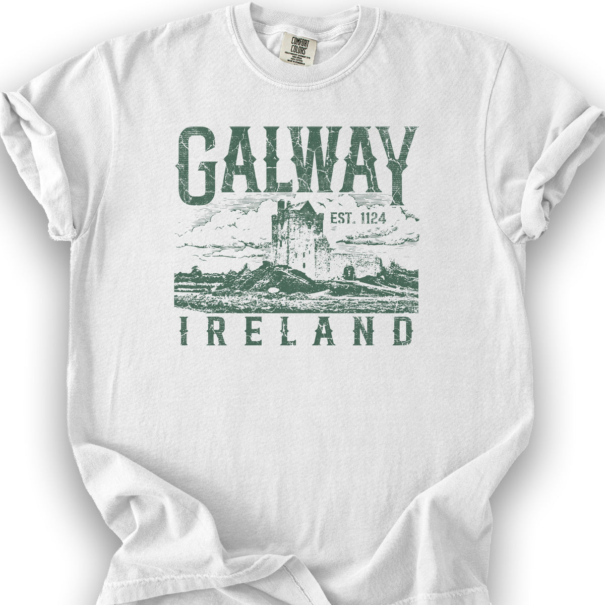 Galway Ireland Vintage Print T-Shirt - White