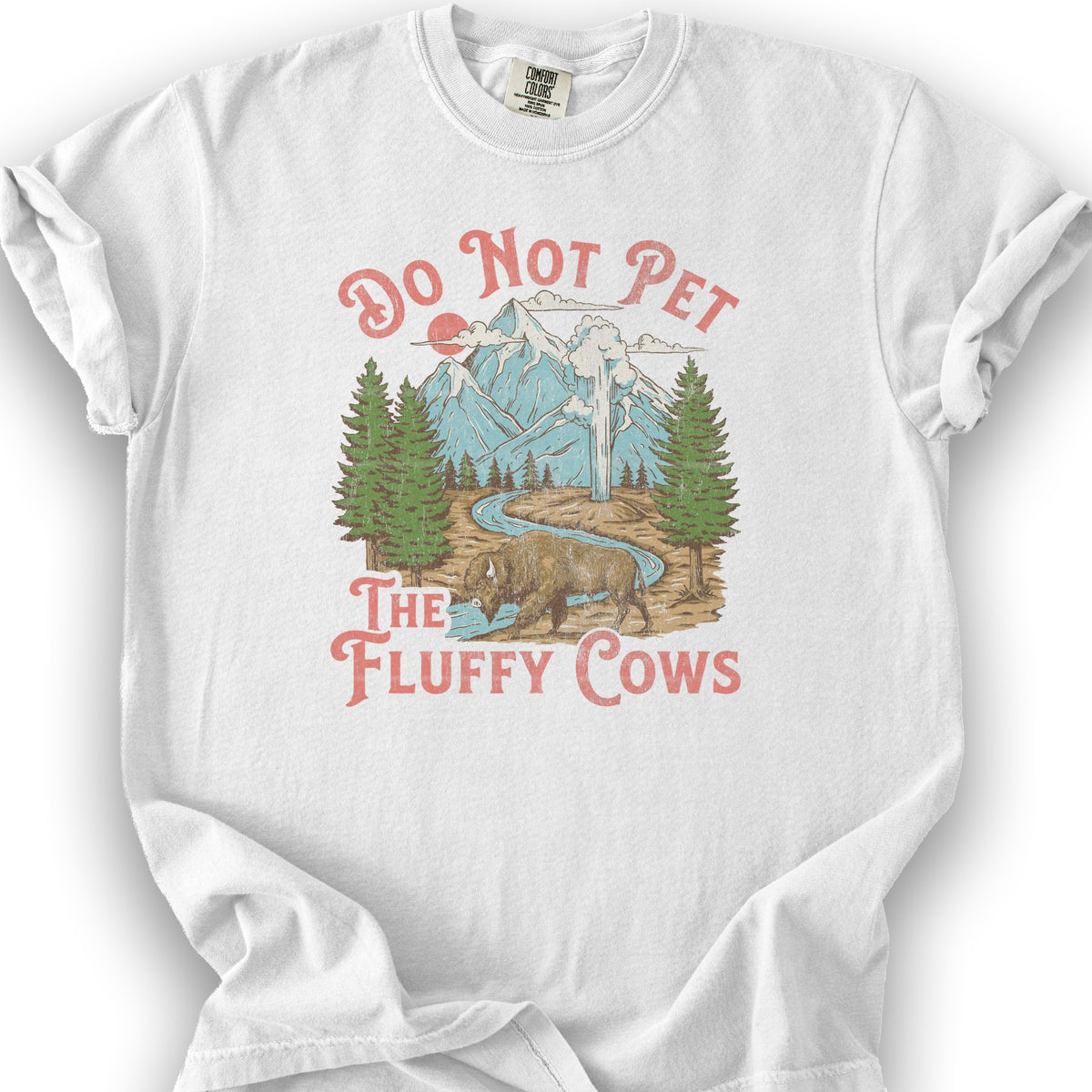 Fluffy Cows Yellowstone T-Shirt - White