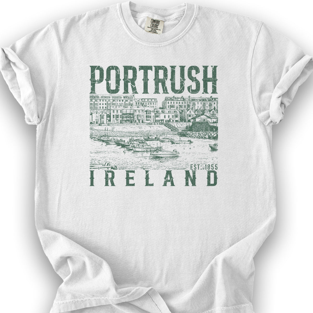 Portrush Ireland Sketch T-Shirt - White