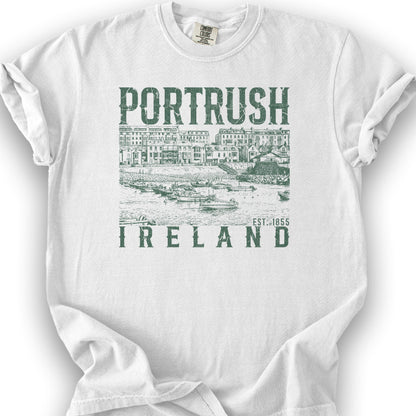 Portrush Ireland Sketch T-Shirt - White