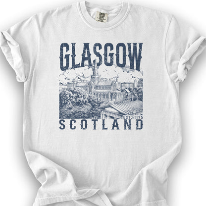 Glasgow Scotland Sketch T-Shirt - White