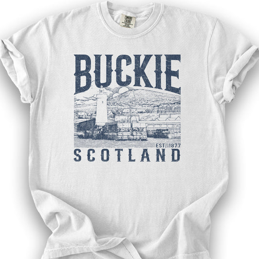 Buckie Scotland Sketch T-Shirt - White