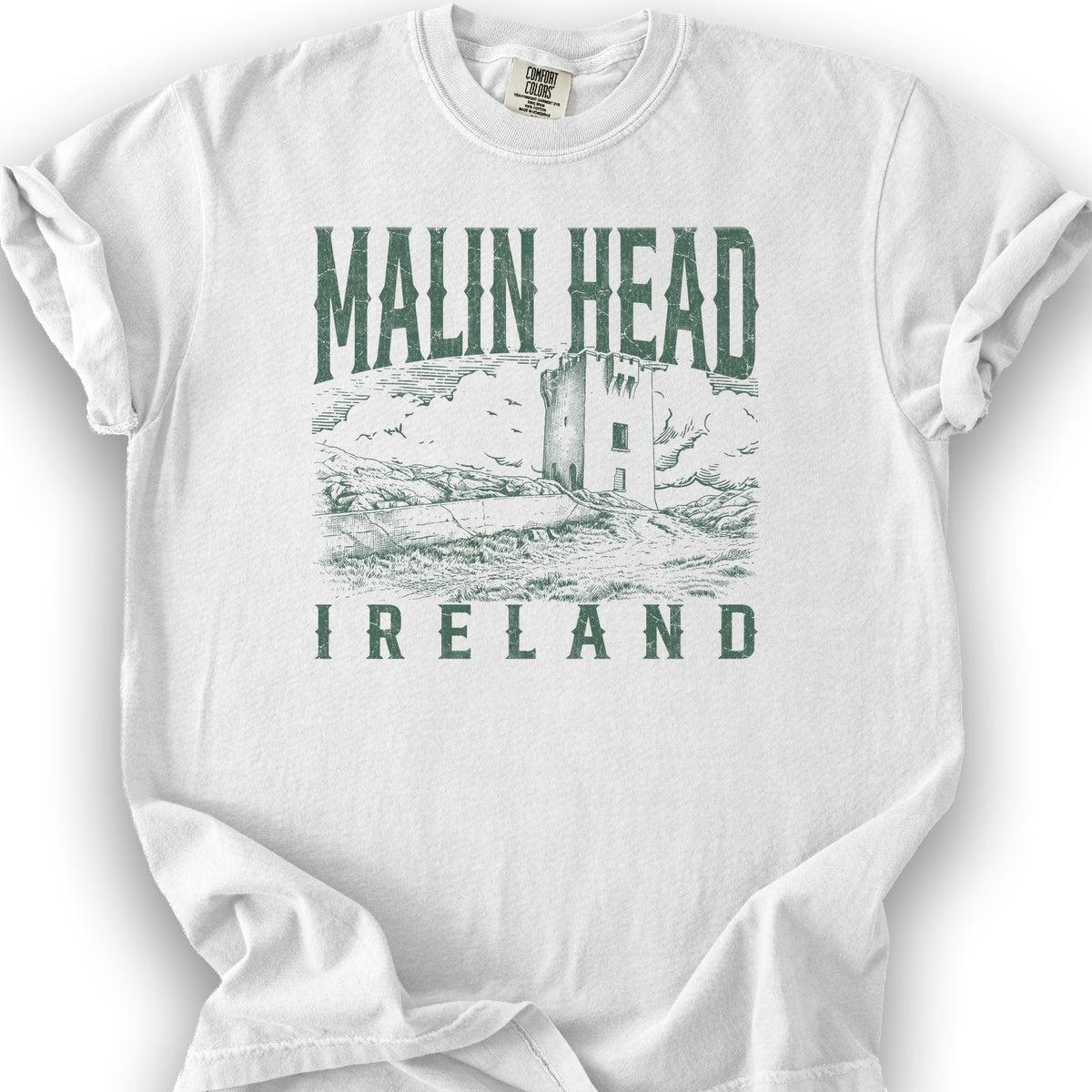 Malin Head Ireland Sketch T-Shirt - White