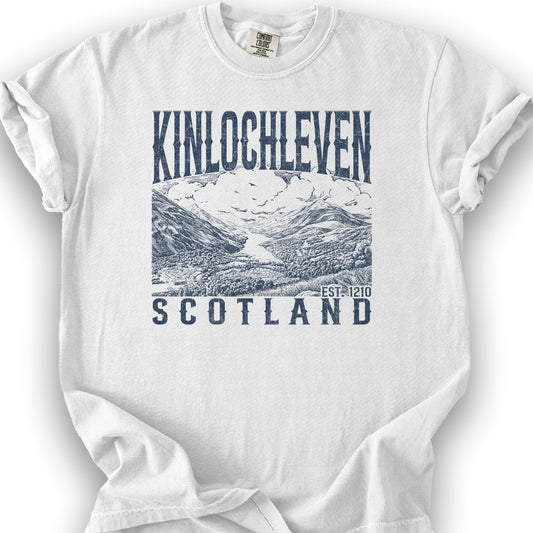Kinlochleven Scotland Sketch T-Shirt - White