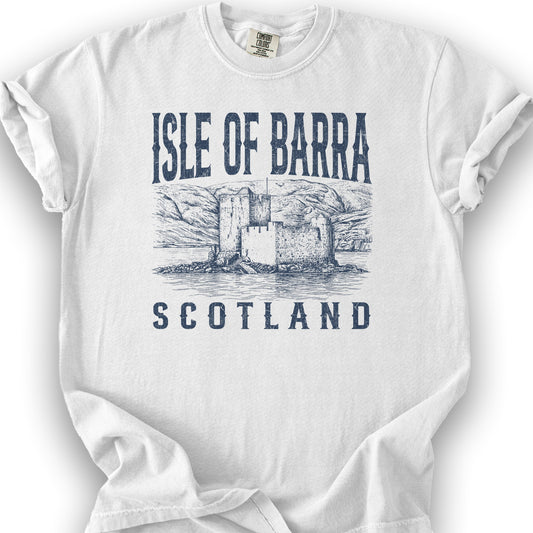 Isle of Barra Scotland Sketch T-Shirt - White
