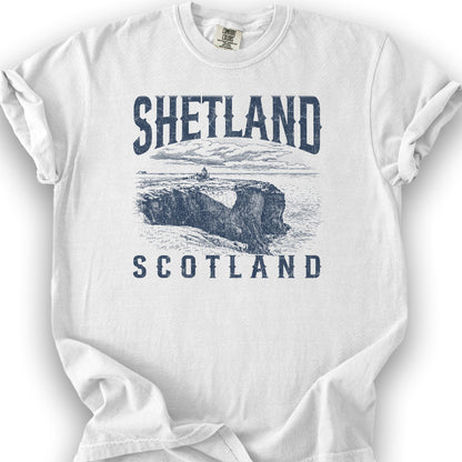 Shetland Scotland Sketch T-Shirt - White