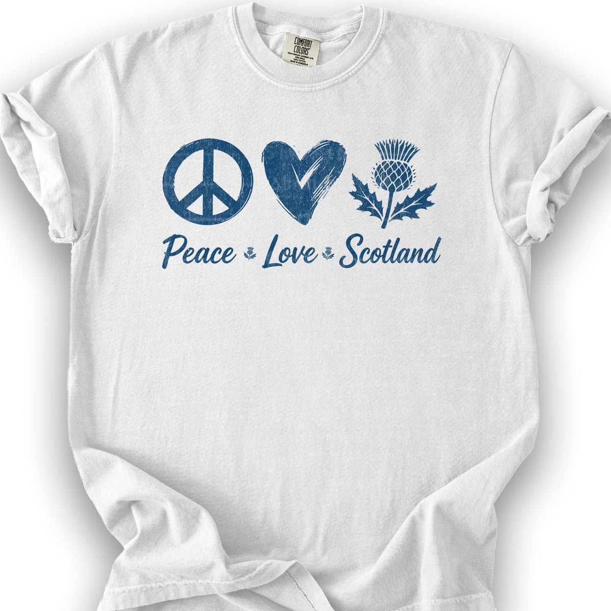 Peace Love Scotland T-Shirt - White